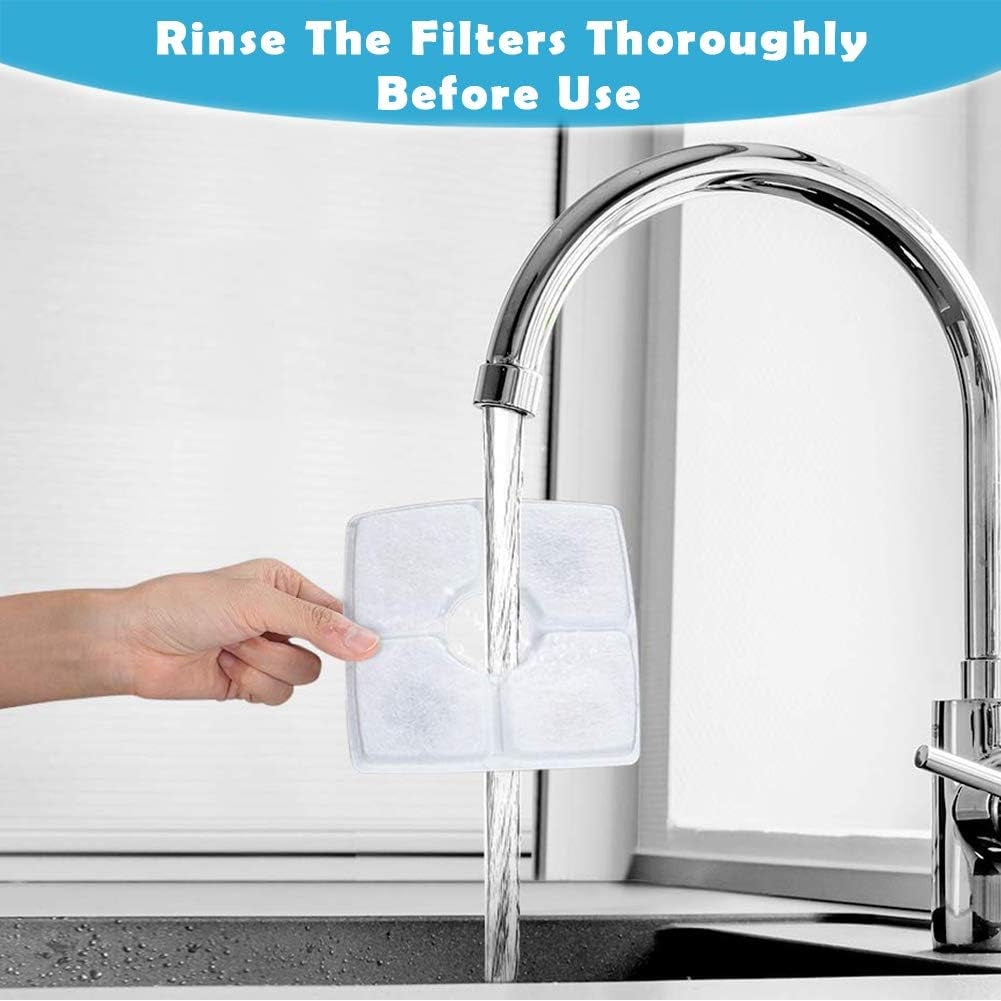 8-Pack Cat Water Fountain Filter, Replacement Fountain Filters for Square 84Oz/2.5L Automatic Pet Fountain Cat Water Fountain